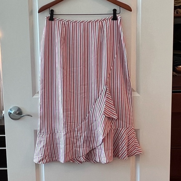 Ted Baker Corn Layered Striped Ruffle Hem Midi Pencil Skirt NWT - Picture 4 of 16